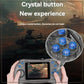 Game controller with blue buttons and tank-themed background
