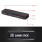 Black game stick with labeled ports on a white background, followed by a close-up of the '3D Game Stick' logo.