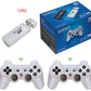 Gamestick console with controllers and packaging on a white background