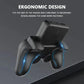 Gaming controller with ergonomic design on a dark background