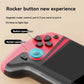 Gaming controller with rocker buttons and text on a beige background