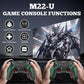 Game console with controller and game display, featuring M22-U branding.