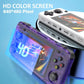 Gaming console with HD color screen and 640*480 pixel display on a blue background